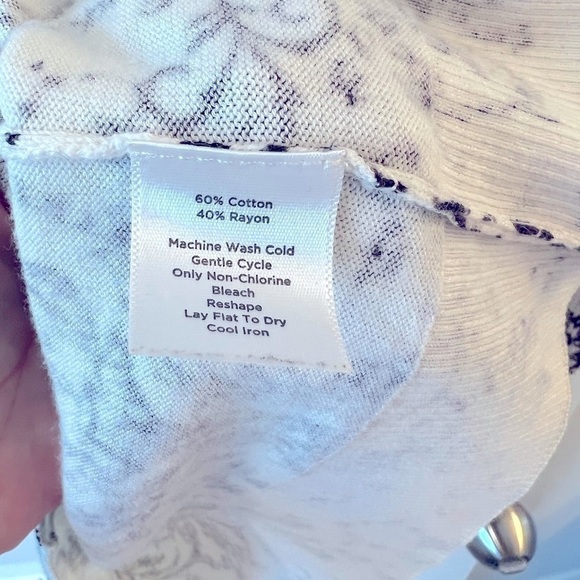 Talbots Womens Black and White Floral Print Sweater Cotton Size M - Picture 5 of 6